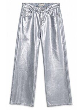 Levi's Premium Low Loose Jeans Womens 29x32 Silver Coated Wide Leg Baggy